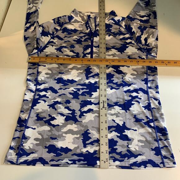Taylor Jordan Top Womens XL Extra Large Blue Grey Camo Long Sleeve Mock Golf - Picture 8 of 13